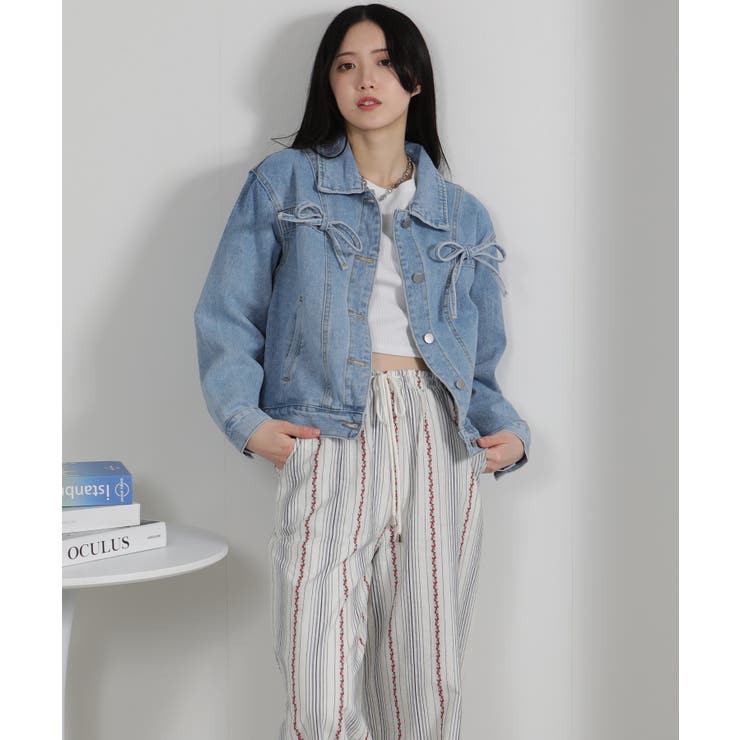 胸ポケット リボン付き デニムGジャン | Pumpkin  Port | 詳細画像9 