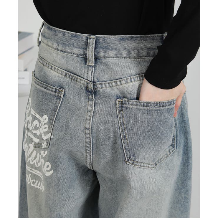 ロゴペイント デニムワイドルーズパンツ | Pumpkin  Port | 詳細画像35 