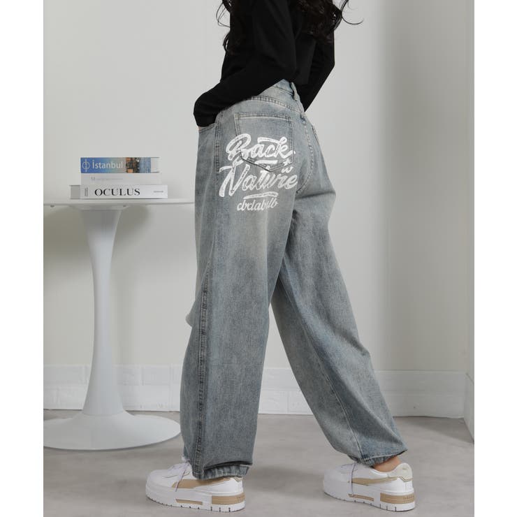 ロゴペイント デニムワイドルーズパンツ | Pumpkin  Port | 詳細画像6 