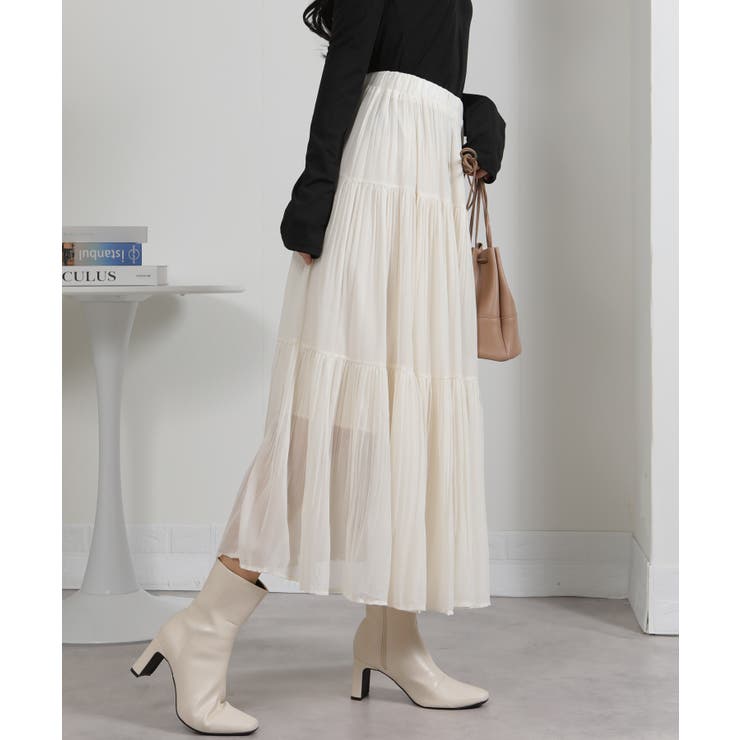 消しプリーツ ティアードロングスカート | Pumpkin  Port | 詳細画像21 