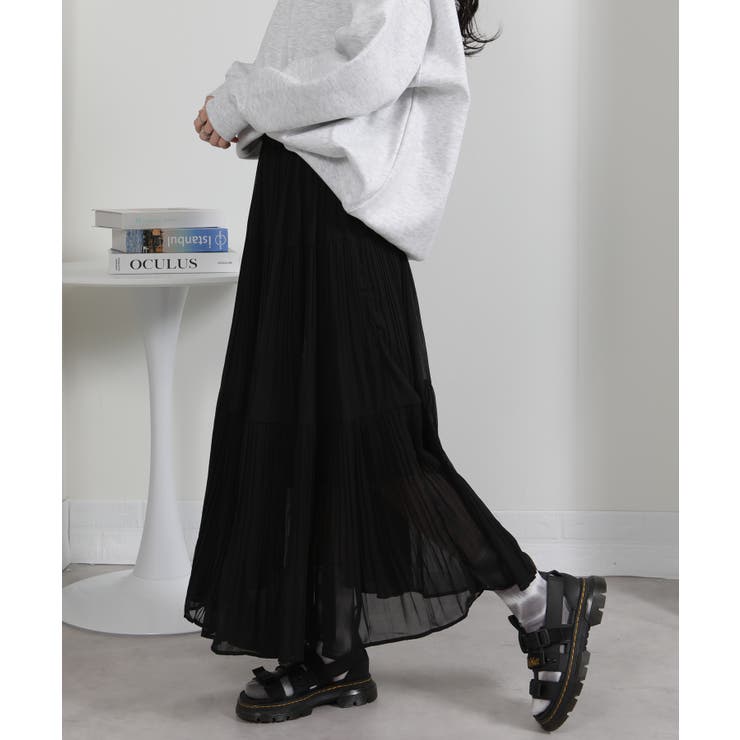 消しプリーツ ティアードロングスカート | Pumpkin  Port | 詳細画像8 