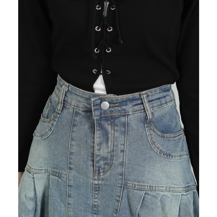 デニムプリーツミニスカート（インパン付） | Pumpkin  Port | 詳細画像13 