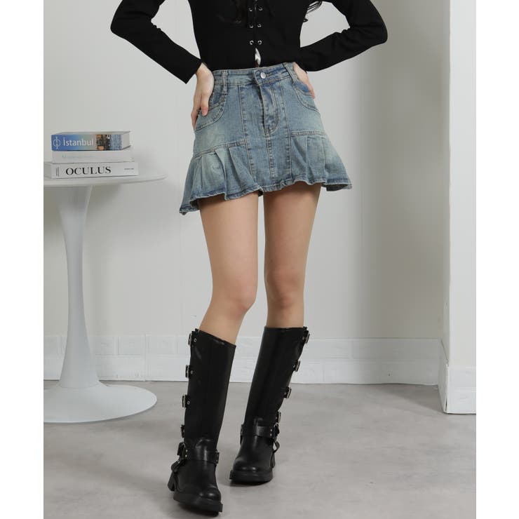 デニムプリーツミニスカート（インパン付） | Pumpkin  Port | 詳細画像4 