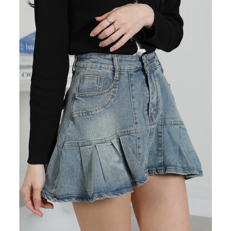 デニムプリーツミニスカート（インパン付） | Pumpkin  Port | 詳細画像5 