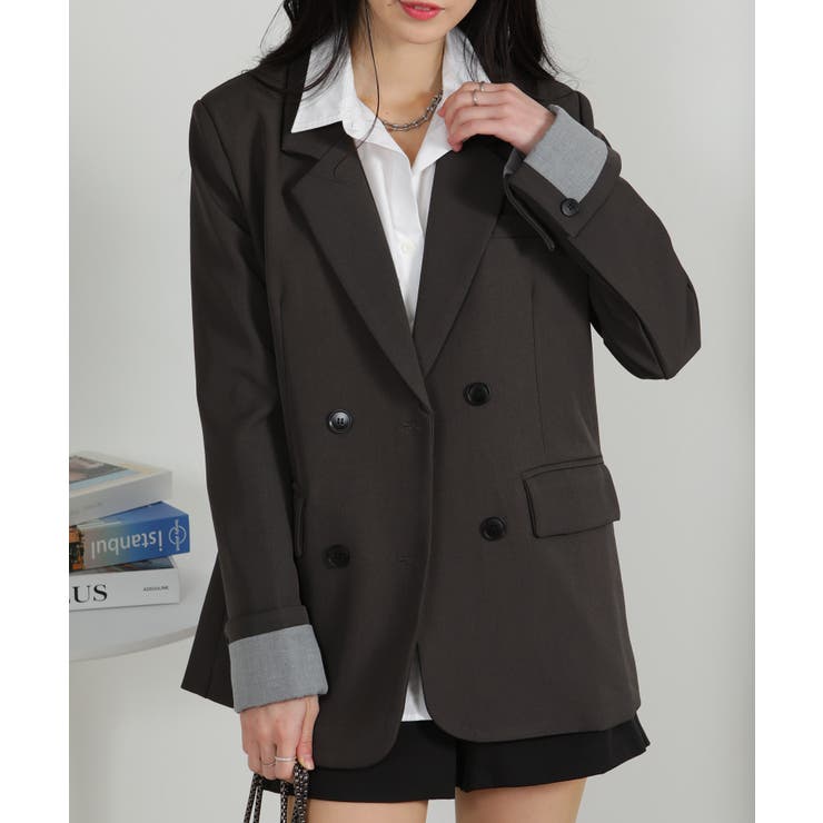 カフス ストライプポイント テーラードジャケット | Pumpkin  Port | 詳細画像13 