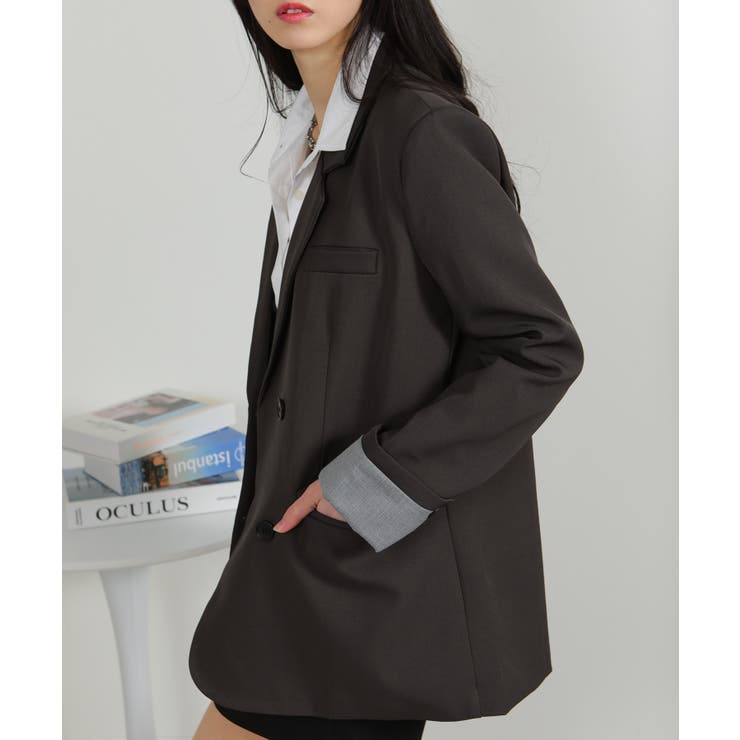 カフス ストライプポイント テーラードジャケット | Pumpkin  Port | 詳細画像15 