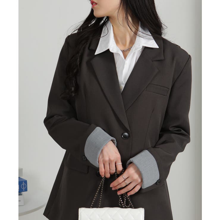 カフス ストライプポイント テーラードジャケット | Pumpkin  Port | 詳細画像18 