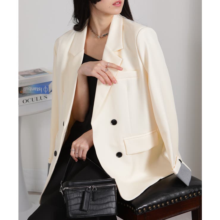 カフス ストライプポイント テーラードジャケット | Pumpkin  Port | 詳細画像7 