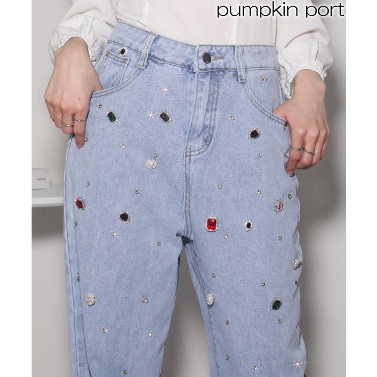 ジュエリー ビジュー デニムワイドパンツ | Pumpkin  Port | 詳細画像1 