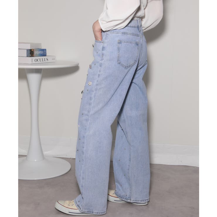 ジュエリー ビジュー デニムワイドパンツ | Pumpkin  Port | 詳細画像6 