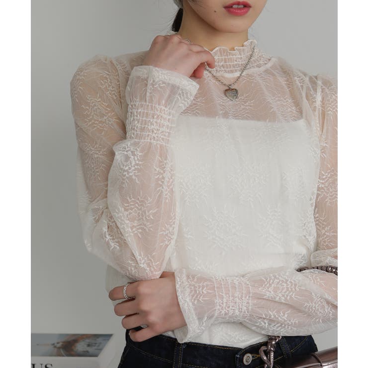 レース キャンディスリーブ シアートップス | Pumpkin  Port | 詳細画像10 