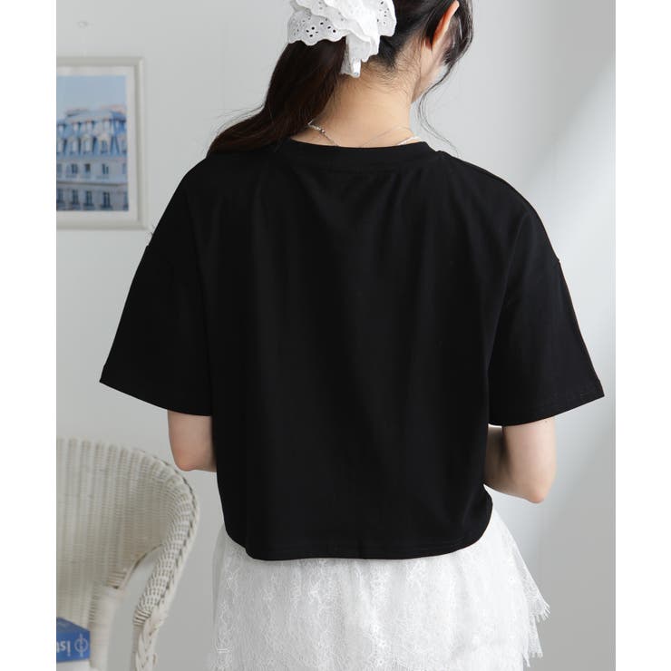 NEW YORK ロゴプリント ショート丈半袖Tシャツ | Pumpkin  Port | 詳細画像14 