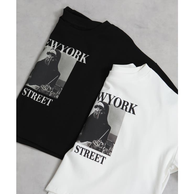 NEW YORK ロゴプリント ショート丈半袖Tシャツ | Pumpkin  Port | 詳細画像17 