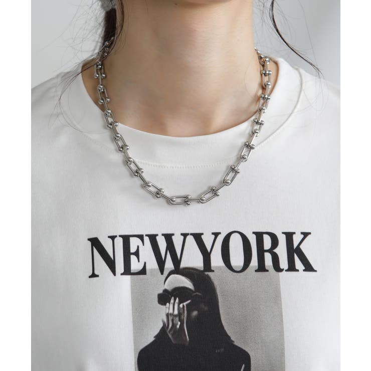 NEW YORK ロゴプリント ショート丈半袖Tシャツ | Pumpkin  Port | 詳細画像18 