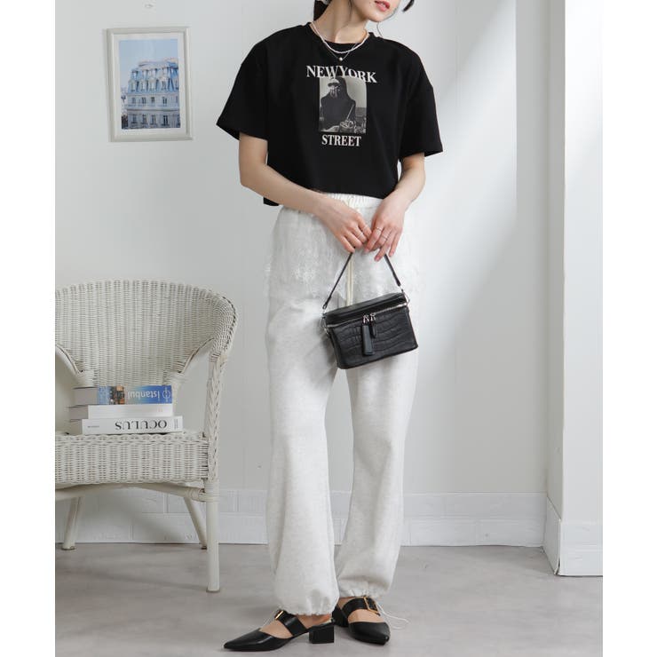 NEW YORK ロゴプリント ショート丈半袖Tシャツ | Pumpkin  Port | 詳細画像9 