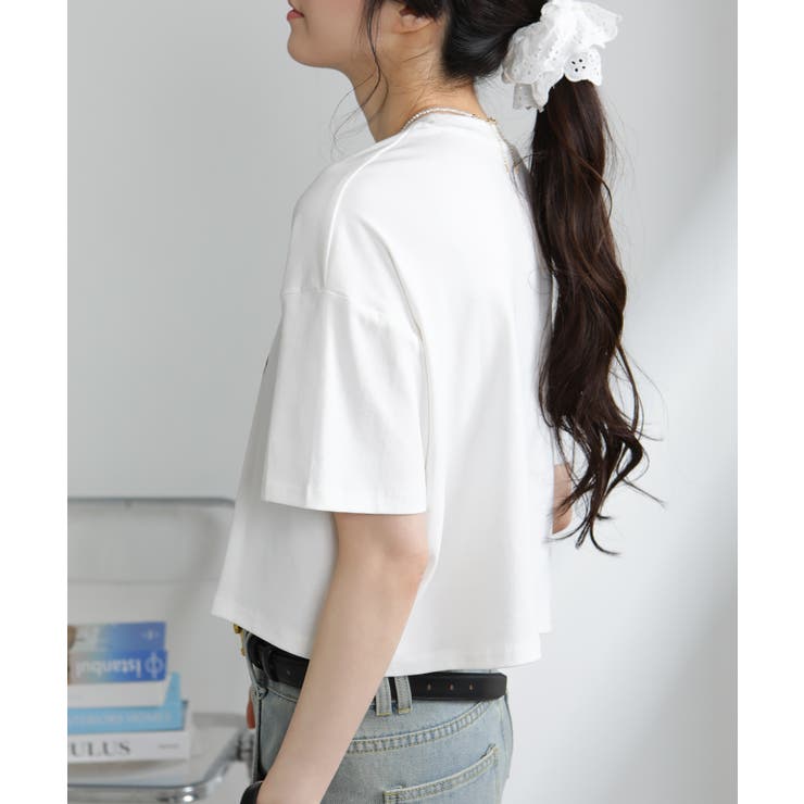 GIRL プリント ショート丈 半袖Tシャツ | Pumpkin  Port | 詳細画像12 