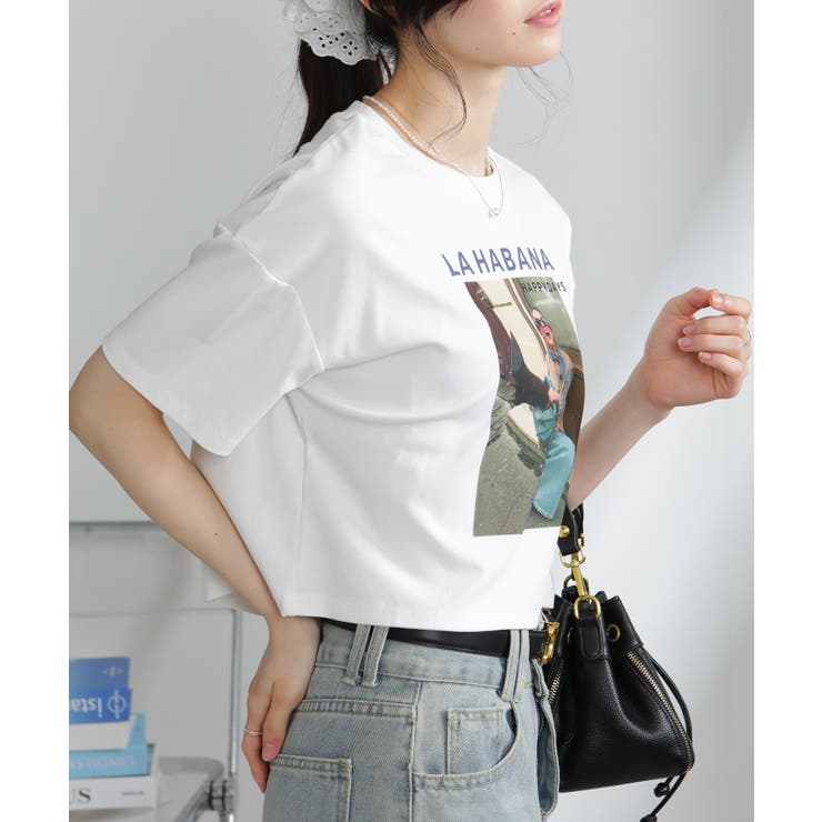 GIRL プリント ショート丈 半袖Tシャツ | Pumpkin  Port | 詳細画像13 