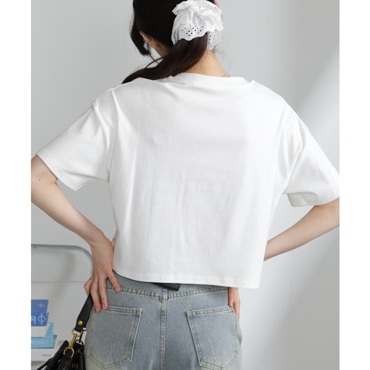 GIRL プリント ショート丈 半袖Tシャツ | Pumpkin  Port | 詳細画像14 