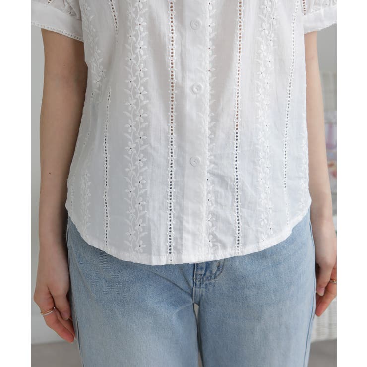 ダブルBIG襟 コットンレース 半袖ブラウス | Pumpkin  Port | 詳細画像19 