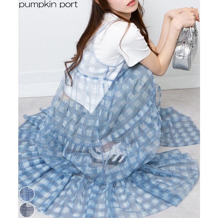 pium フロントリボンティアードミニワンピース ホワイトチェック フロントリボンティアードミニワンピース – pium