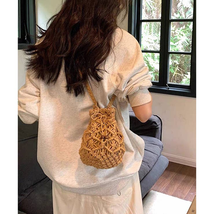 マクラメ編み 巾着 ポシェット[品番：PPNW0003703]｜Pumpkin Port