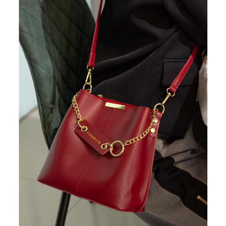 チェーンチャーム付 フェイクレザー ショルダーBAG[品番