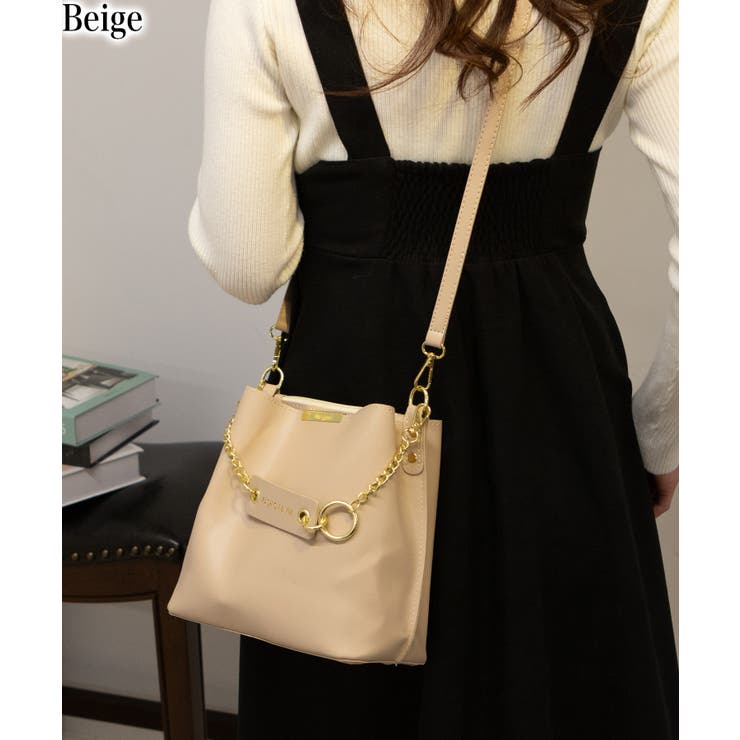 チェーンチャーム付 フェイクレザー ショルダーBAG[品番