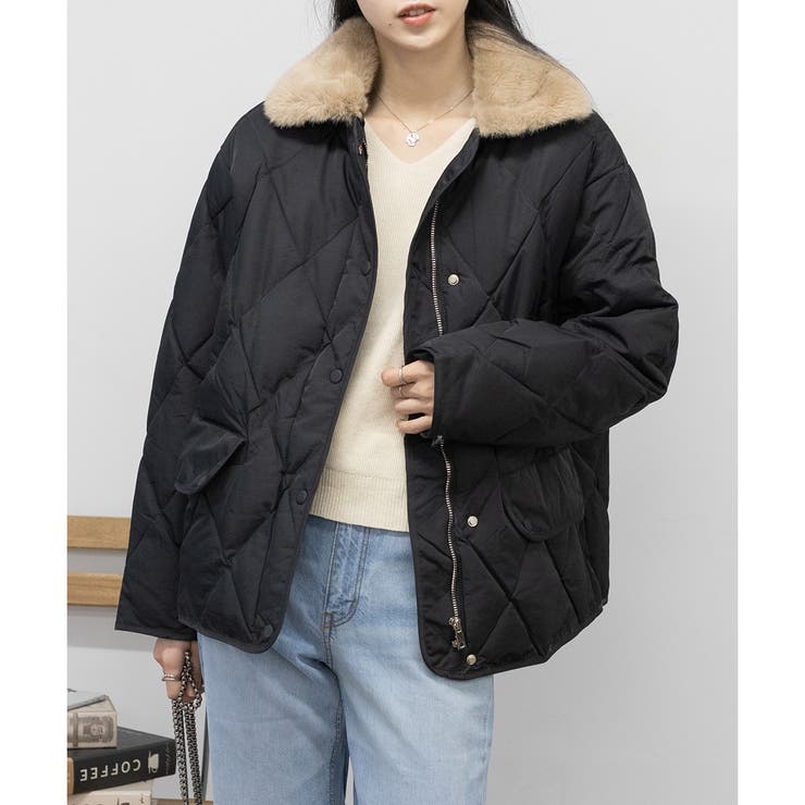 伊太利屋　ファー　キルティングジャケット　ブルゾン ファー襟キルティングジャケット（ブルゾン）｜TITTY&CO.（ティ