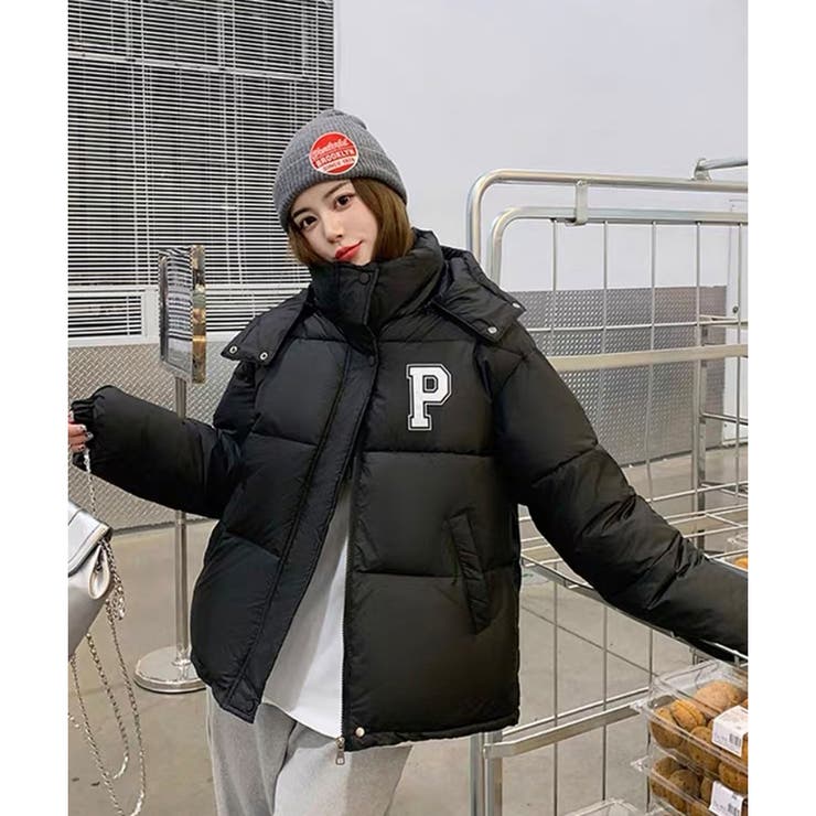 Pロゴ 中綿 BIGサイズ ブルゾン 韓国 韓国ファッション[品番：PPNW0003941]｜Pumpkin  Port（パンプキンポート）のレディースファッション通販｜SHOPLIST（ショップリスト）