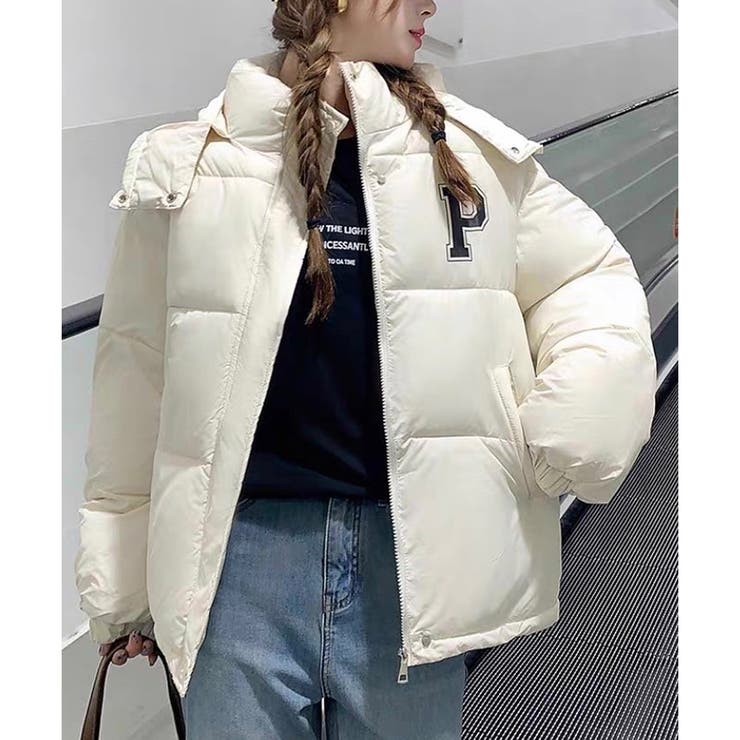 Pロゴ 中綿 BIGサイズ ブルゾン 韓国 韓国ファッション[品番