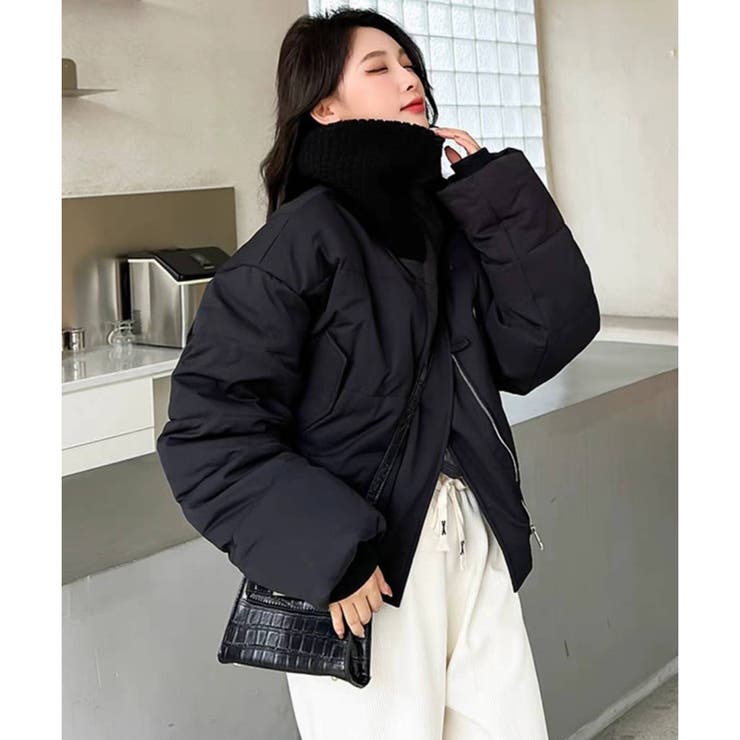ボア襟 中綿 ショート丈ブルゾン ばっちり防寒 Y2K 韓国ファッション