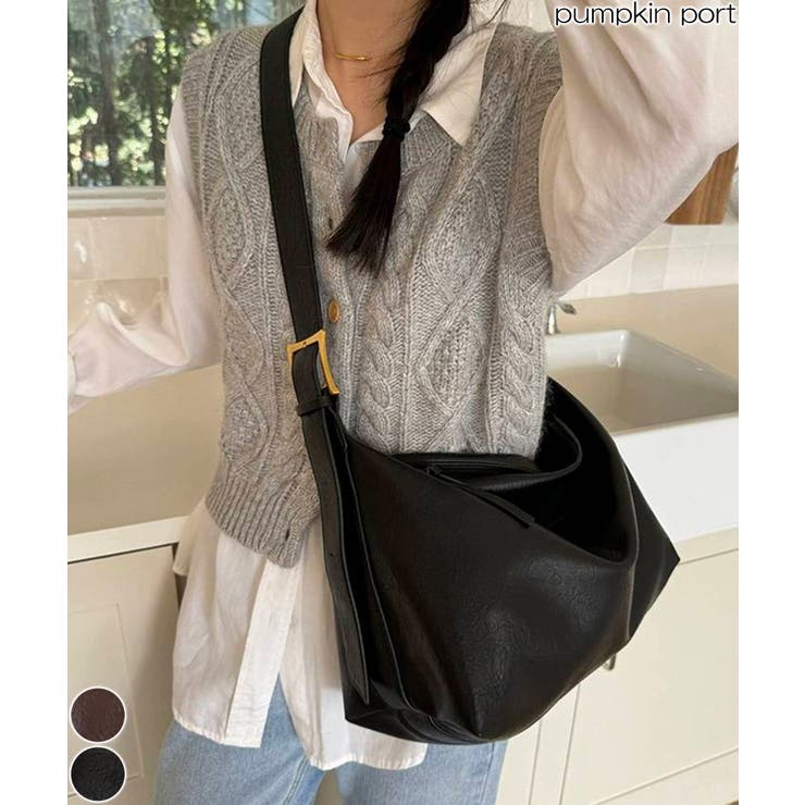 フェイクレザー 斜め掛けショルダーBIG BAG[品番：PPNW0004035