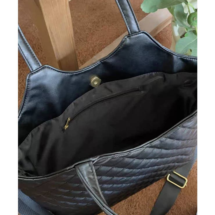 ブラック キルティングバッグ 大容量 キルティング BIGサイズ BAG[品番：PPNW0004045]｜Pumpkin Port