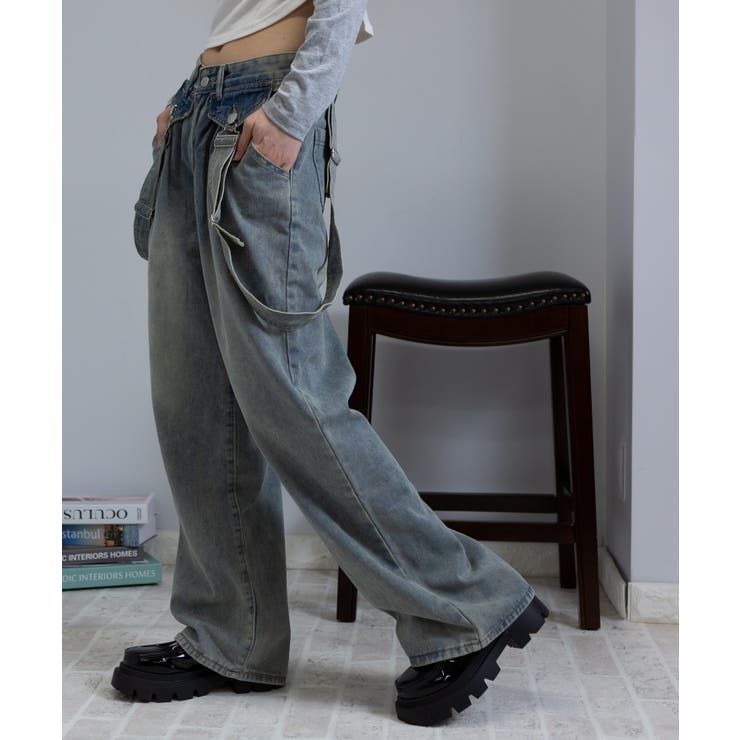 FIRMUM サスペンダー付きデニムワイドパンツ SUPERIOR CLOSET》別注サスペンダー付きワイド
