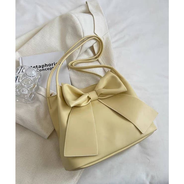 フェイクレザー リボン トートBAG[品番：PPNW0004167]｜Pumpkin