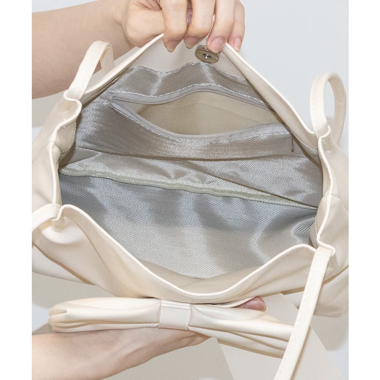フェイクレザー リボン トートBAG[品番：PPNW0004167]｜Pumpkin