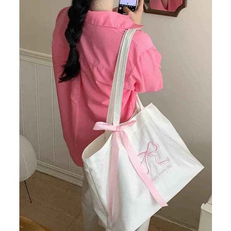 リボン柄 BIGトートBAG[品番：PPNW0004304]｜Pumpkin Port（パンプキン