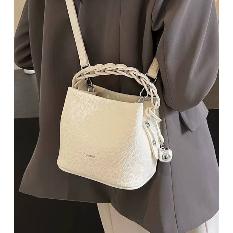 編み手付 スクエア ショルダーバッグ[品番：PPNW0004407