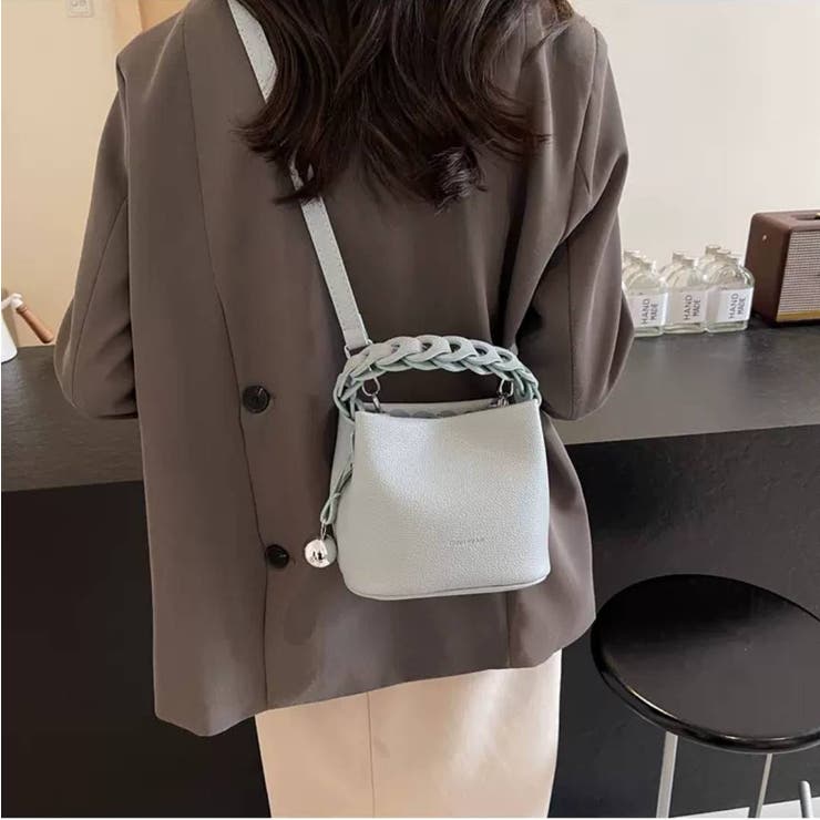 編み手付 スクエア ショルダーバッグ[品番：PPNW0004407