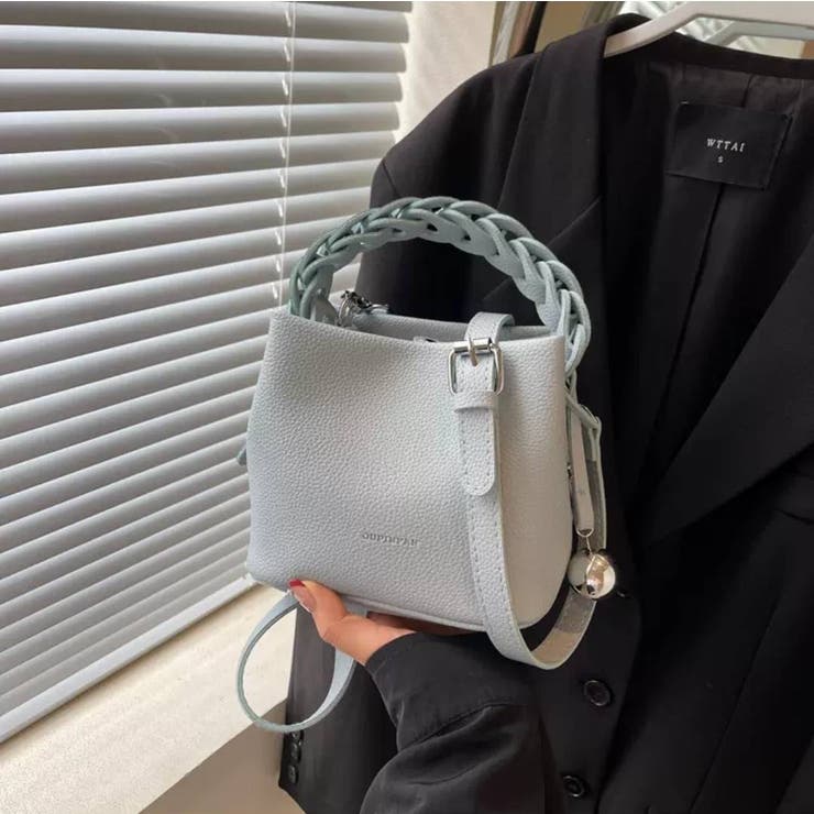 編み手付 スクエア ショルダーバッグ[品番：PPNW0004407