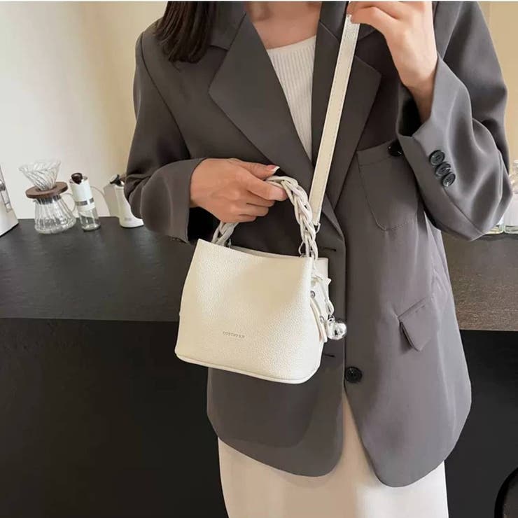 編み手付 スクエア ショルダーバッグ[品番：PPNW0004407]｜Pumpkin