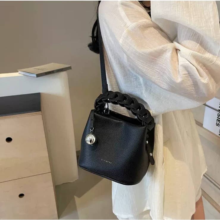 編み手付 スクエア ショルダーバッグ[品番：PPNW0004407