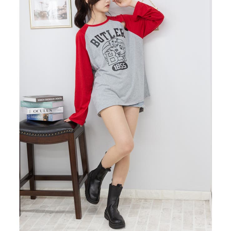 抜け感サイズの肩あき ラグラン 長袖Tシャツ[品番：PPNW0004440