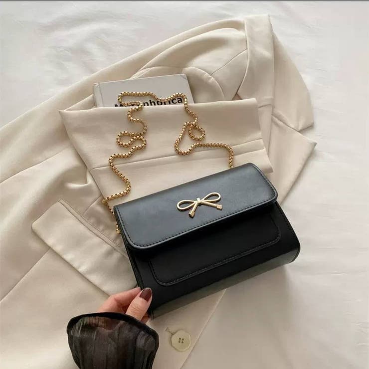 TED BAKER チェーンショルダーバッグ ブラック レザー リボン Ted 