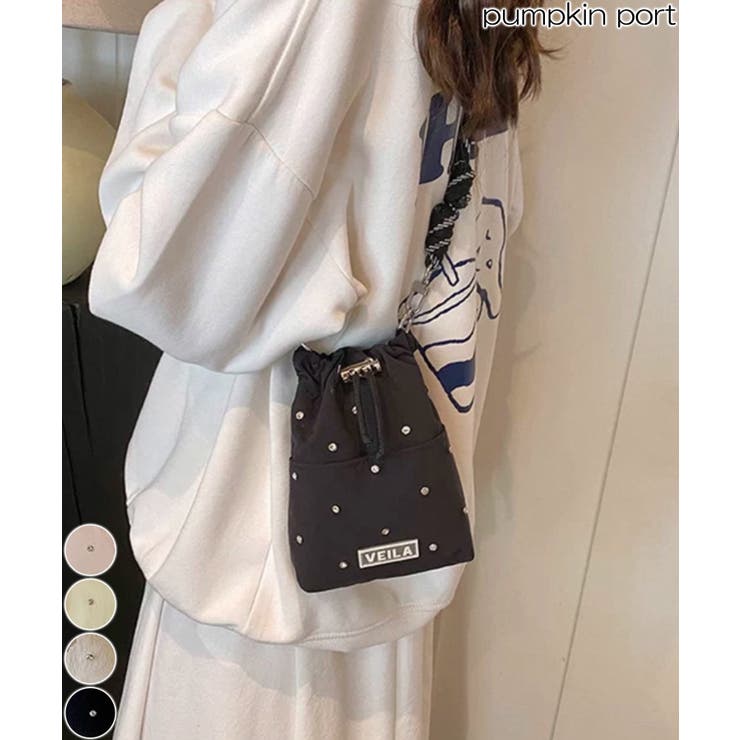 ビジュー付き ミニサコッシュ ショルダーバッグ | Pumpkin  Port | 詳細画像1 