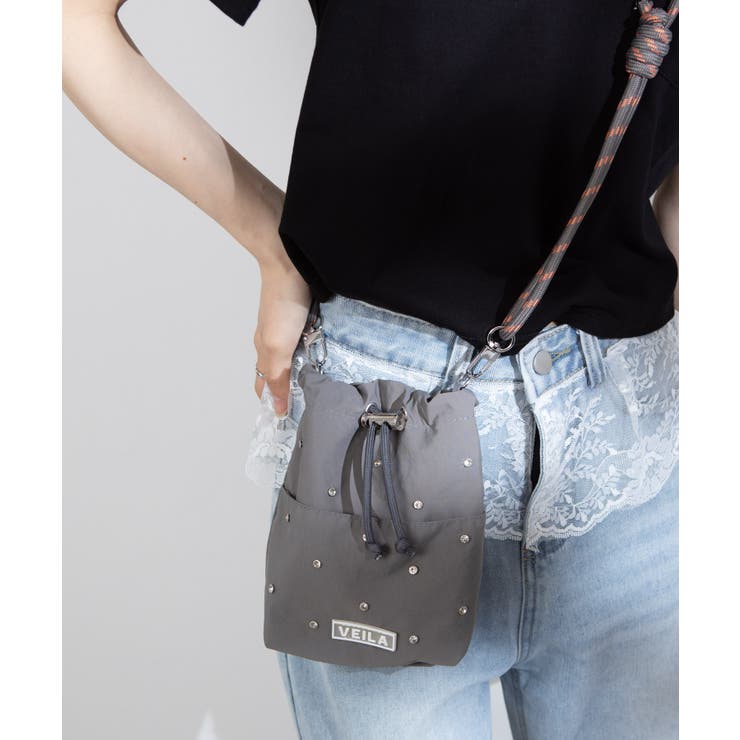 ビジュー付き ミニサコッシュ ショルダーバッグ | Pumpkin  Port | 詳細画像25 