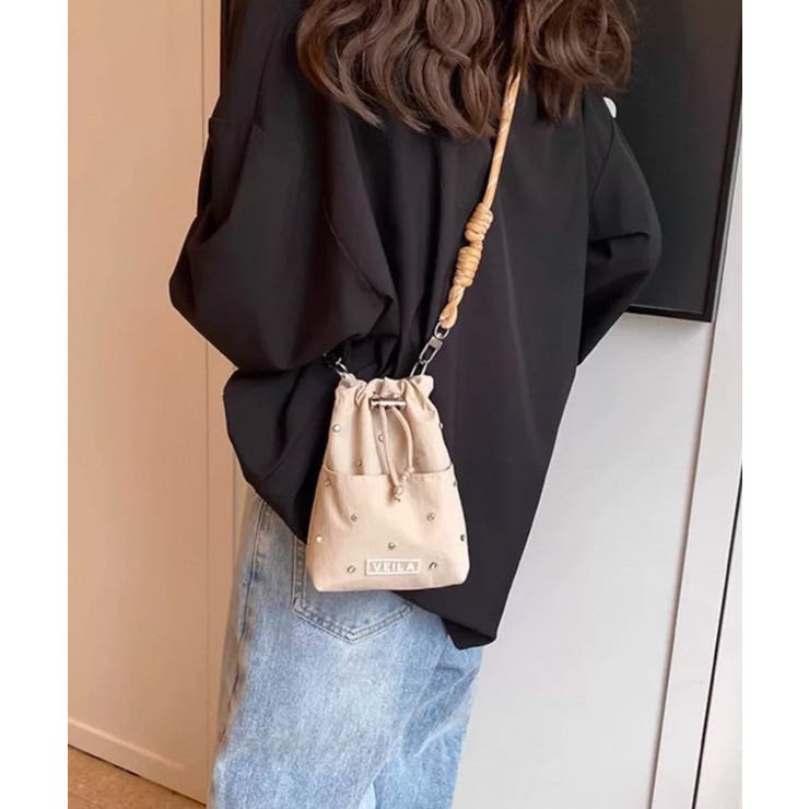 ビジュー付き ミニサコッシュ ショルダーバッグ[品番