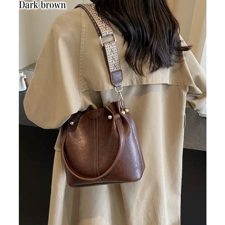 ダークブラウン | 柄ベルト ゴールドビット ショルダーバッグ | Pumpkin  Port