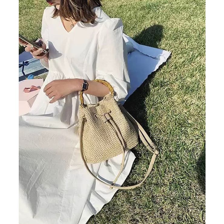 バンブーハンドル カゴショルダー バッグ | Pumpkin  Port | 詳細画像6 