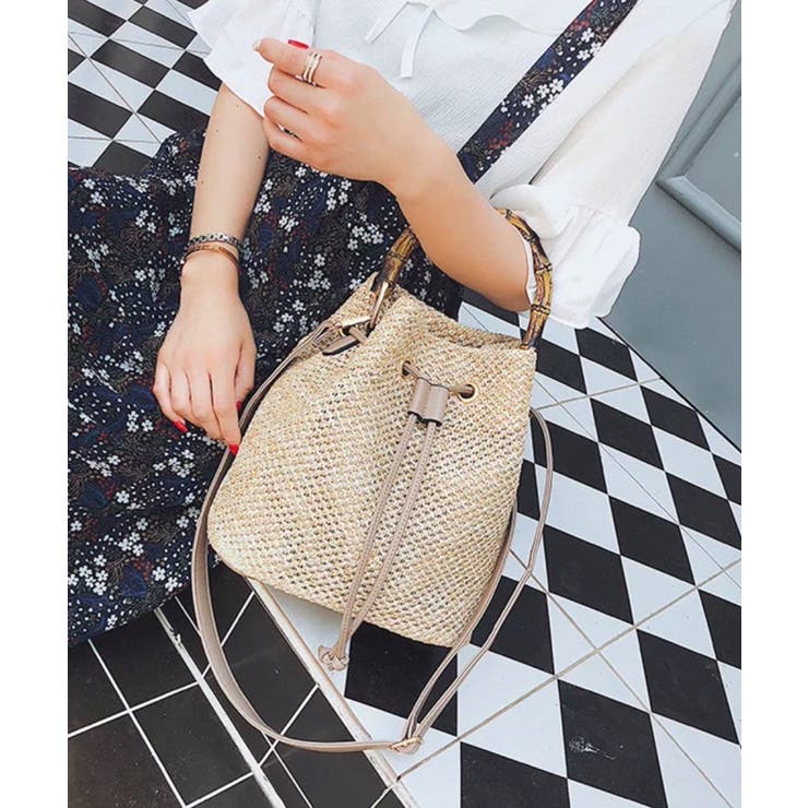 バンブーハンドル カゴショルダー バッグ | Pumpkin  Port | 詳細画像7 